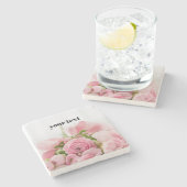 Romantic Roze Roses Stenen Onderzetter (Zijkant)