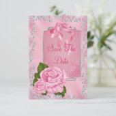 Romantic roze rozen en bogen 50e sparen de Datum Save The Date (Staand voorkant)