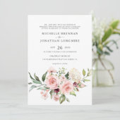 Romantic roze rozen (Style 2) Uitnodiging tot wedd (Staand voorkant)