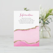 Romantic Roze Stone Gold Inlay Weddeninfo Informatiekaartje (Staand voorkant)