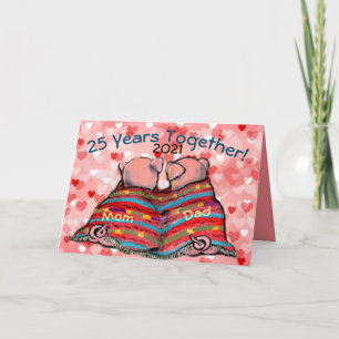 Romantic Roze Varkens Jubileum personaliseren Kaart