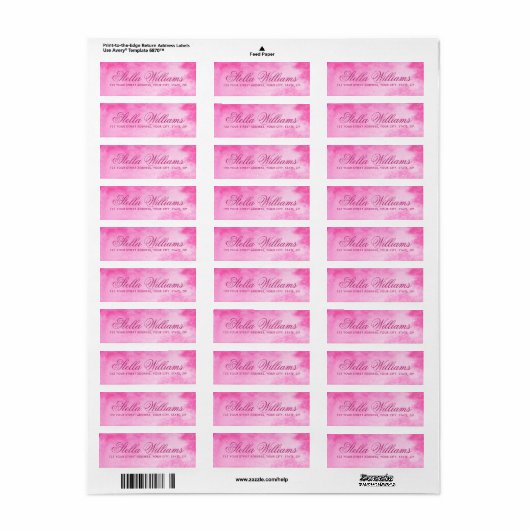 Romantic roze waterverf kalligrafie script etiket (Full Sheet)