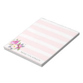 Romantic Roze Waterverf Stripes Floral Notitieblok (Gedraaid)