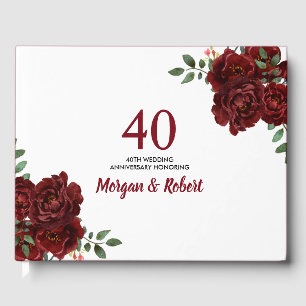 Romantic Ruby Red Rose 40th Wedding Jubileum Gastenboek