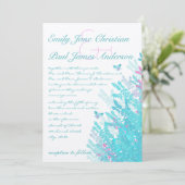 Romantic Rustic Aqau Pink Wildflower Bee Kaart (Staand voorkant)