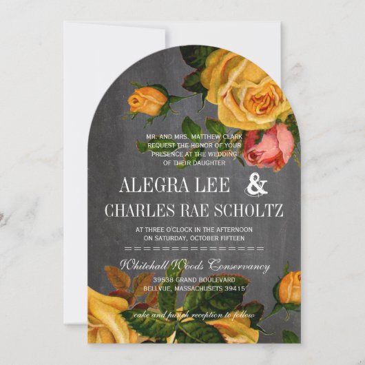 Romantic Rustic Chalkboard Heirloom Rozen Kaart (Voorkant)