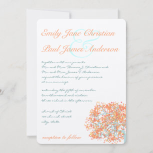 Romantic Rustic Coral Tree Wedding Kaart