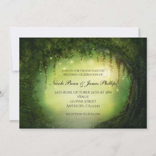 Romantic Rustic Enchanted Forest Tree Invitations Kaart (Voorkant)