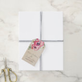 Romantic Rustic Pink & White Ranunculus Cadeaulabel (Met Touw)