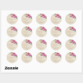 Romantic Rustic Pink & White Ranunculus Ronde Sticker (Vel)