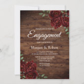 Romantic Rustic Red Rose Engagement Invitation (Devant)