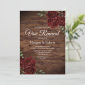 Romantic Rustic Red Rose Now Renewal Invite Kaart (Staand voorkant)