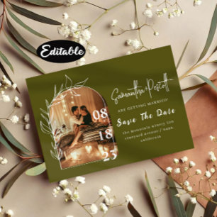 Romantic Sage Green Arch bewaart de Datumkaarten Kaart