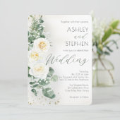Romantic Sage Green Floral Wedding Invitation (Debout devant)