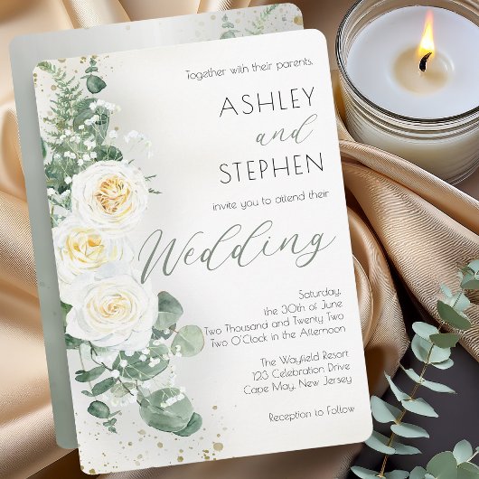 Romantic Sage Green Floral Wedding Invitation