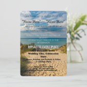 "Romantic Sands" Beach Huwelijksuitnodiging Kaart (Staand voorkant)
