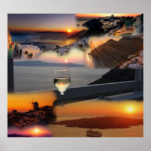 Romantic Santorini Sunset Uitzichten Poster (Voorkant)