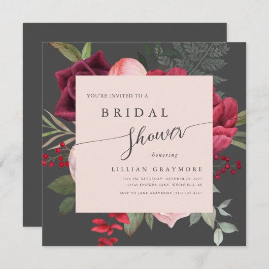 Romantic Script Bridal Bouquet Vrijgezellenfeest Kaart (Voorkant / Achterkant)