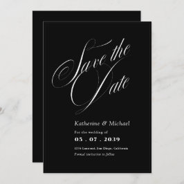 Romantic Script Calligraphy QR code Wedding Save The Date