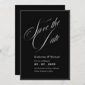 Romantic Script Calligraphy QR code Wedding Save The Date (Voorkant / Achterkant)