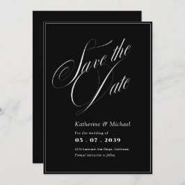 Romantic Script Calligraphy QR code Wedding Save The Date