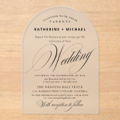 Romantic Script Calligraphy Simple & Chic Wedding Acryl Uitnodigingen (Voorkant)