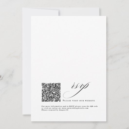 Romantic Script Calligraphy Simple & Chic Wedding Kaart (Achterkant)