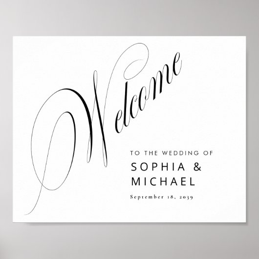 Romantic Script Calligraphy Wedding Welcome Sign Poster (Voorkant)