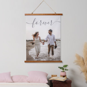 Romantic Script Custom Weddenschap Photo Canvas Hangend Wandkleed