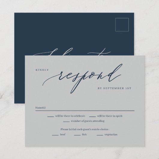 Romantic Script Editable Color RSVP Reply Kaart (Voorkant / Achterkant)