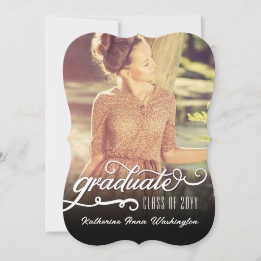 Romantic Script Gold Foil Foto Graduparty Kaart (Voorkant)