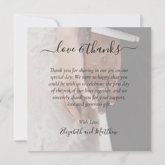 Romantic Script Mauve 5 Photo Collage Wedding Bedankkaart (Achterkant)