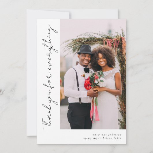 Romantic Script Photo Wedding Bedankkaart (Voorkant)