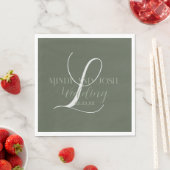Romantic Script Sage Green Initiaal Wedding Servet (Insitu)