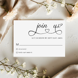 Romantic Script Typography Minimalist Wedding RSVP Kaartje