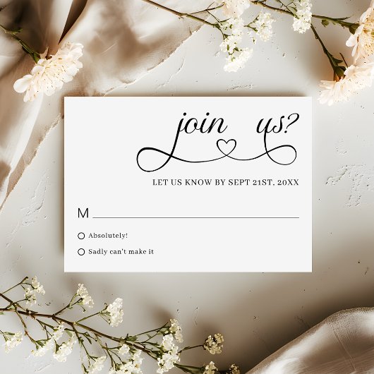 Romantic Script Typography Minimalist Wedding RSVP Kaartje
