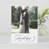 Romantic Script Wedding 2 Photo Bedankkaart (Staand voorkant)