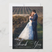 Romantic Script Wedding 2 Photo Bedankkaart (Voorkant)