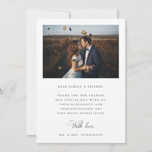 Romantic Script Wedding 2 Photo Bedankkaart (Achterkant)