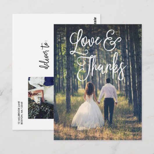 Romantic Script Wedding Dank u Briefkaart (Voorkant / Achterkant)
