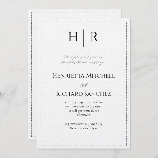 Romantic Script Wedding Invitation – Customizable (Devant / Derrière)