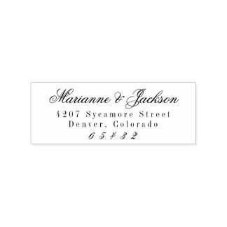 Romantic Script Wedding Return Address Stamp Rubberstempel