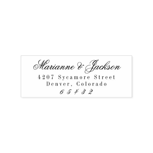Romantic Script Wedding Return Address Stamp Rubberstempel (Afrduk)