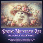 Romantic Shabby Chic Floral Cat Decoupage Tissuepapier