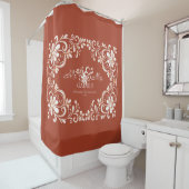 Romantic Shabby Chic Red Rust Mr & Mrs Wedding Douchegordijn (In situ)