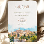 Romantic Siena, Italie Invitation à la rescousse<br><div class="desc">Annoncez votre prochain mariage avec cette magnifique invitation Save-the-Date, mettant en vedette le paysage pittoresque de Sienne, Italie. La carte présente une jolie aquarelle illustrant l'emblématique horizon de Sienne, avec ses dômes et tours historiques au milieu d'une végétation luxuriante. Des polices de serif et de script élégantes en or bouché,...</div>