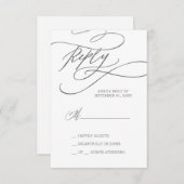 Romantic Silver Calligraphy Simple RSVP Card (Voorkant / Achterkant)