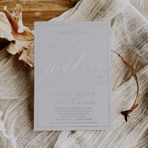 Romantic Silver Foil Grey Lijst bruiloft Folie Uitnodiging