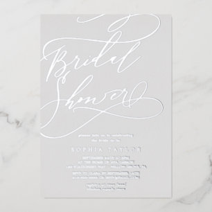 Romantic Silver Foil Grey Vrijgezellenfeest Folie Uitnodiging