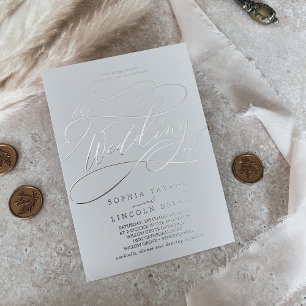 Romantic Silver Foil Grey vult het huwelijk van Folie Uitnodiging